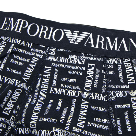 Emporio Armani All Over Logo Boxer Brief Blue