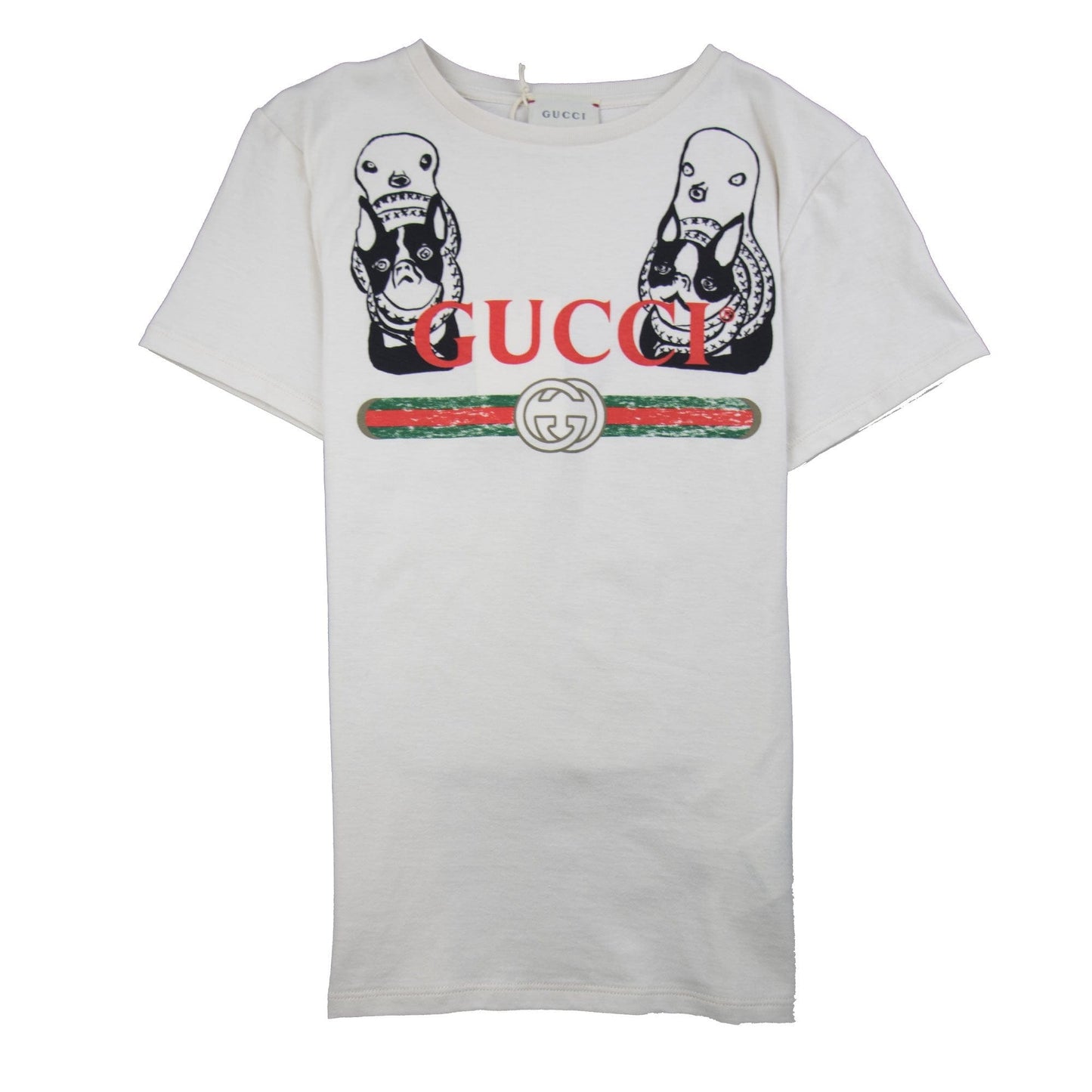 Gucci Junior Band Logo with Dogs T-Shirt White