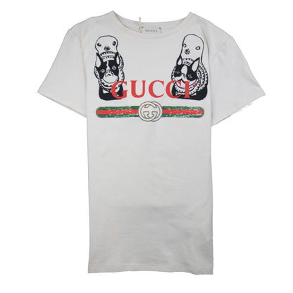 Gucci Junior Band Logo with Dogs T-Shirt White
