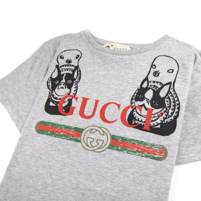 Gucci Junior Band Logo with Dogs T-Shirt Grey