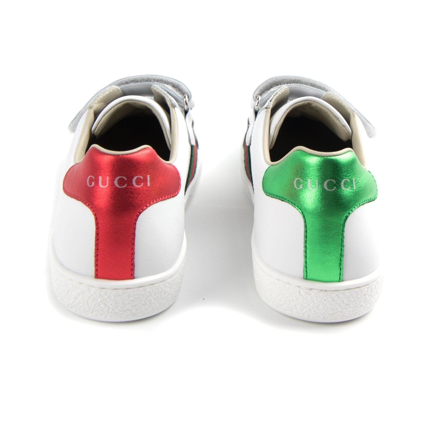 Gucci Junior Ace Leather Velcro Sneaker White