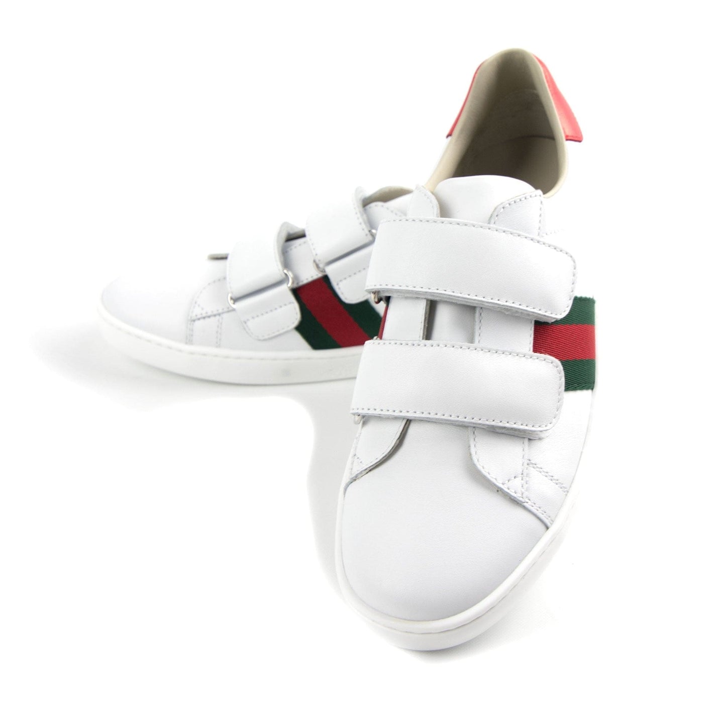 Gucci Junior Ace Leather Velcro Sneaker White