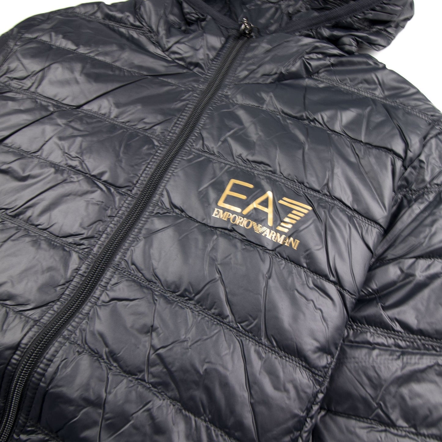 EA7 Emporio Armani Hooded Down Jacket Black/Gold
