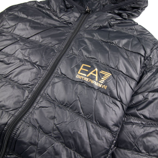 EA7 Emporio Armani Hooded Down Jacket Black/Gold