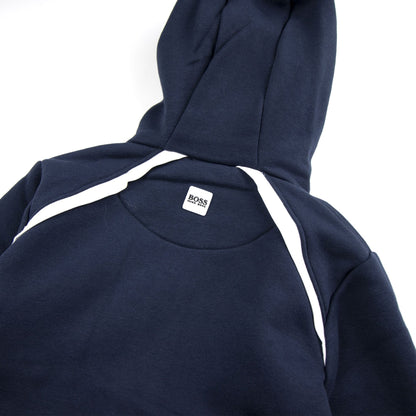 Hugo Boss Kids Rubber Logo Zip Up Hoody Navy
