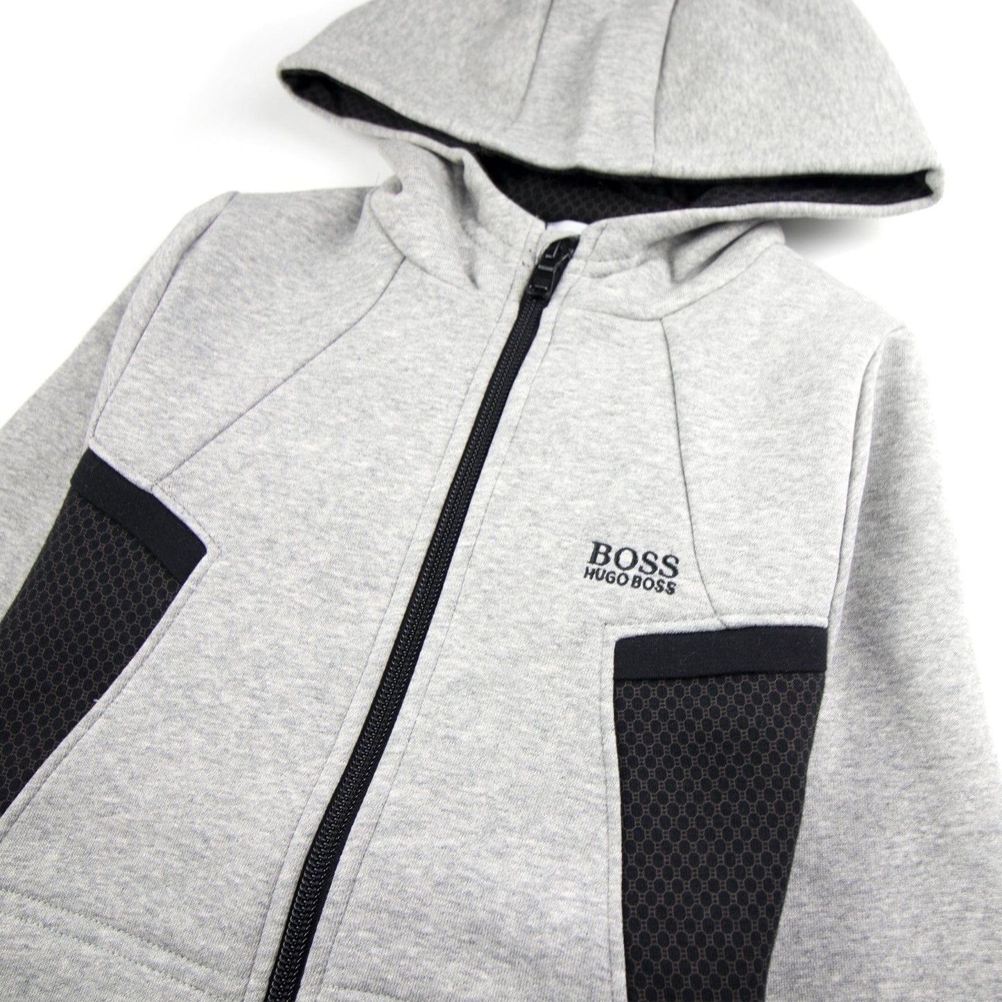 Hugo Boss Kids Rubber Logo Zip Up Hoody Grey/Black