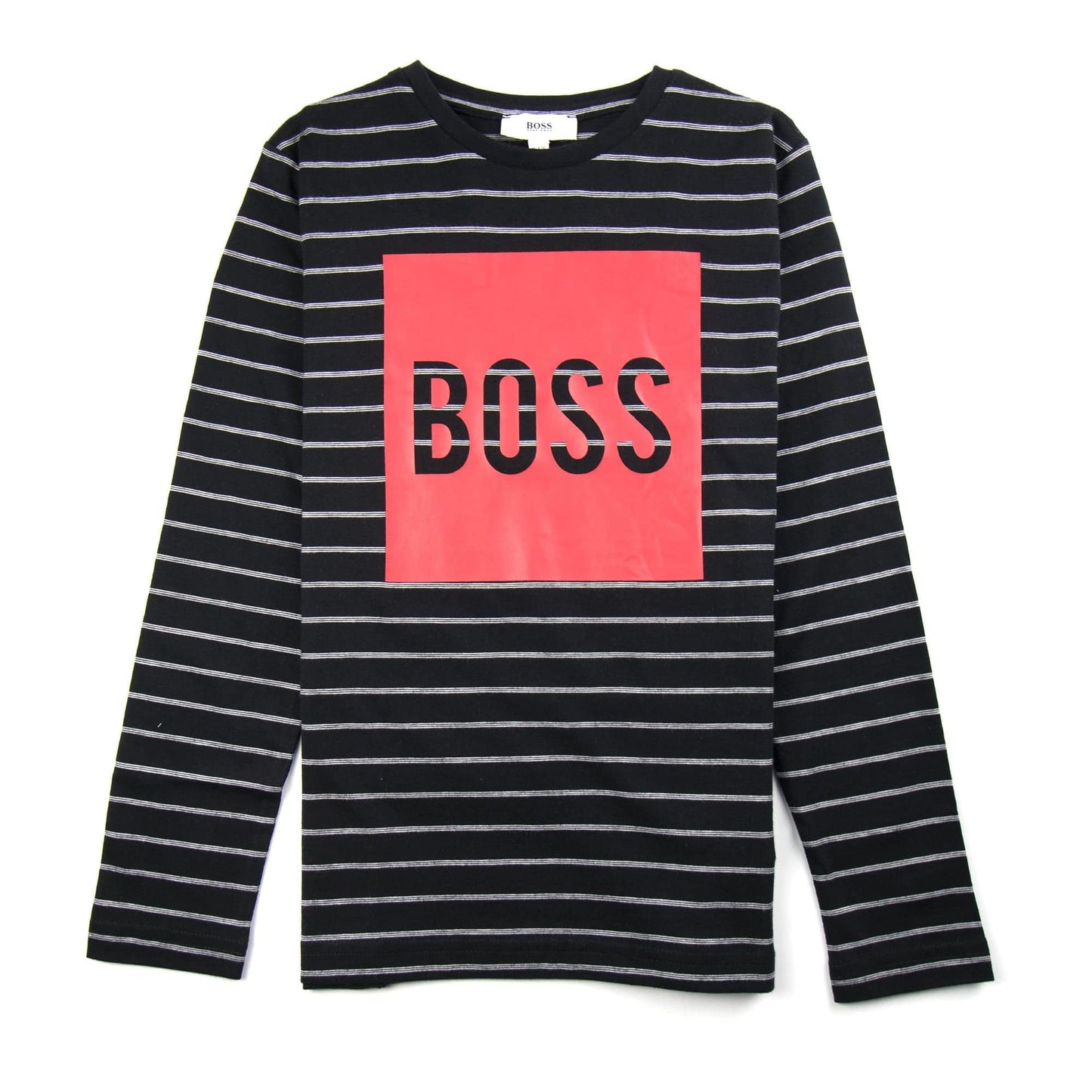 Hugo Boss Kids Red Boss Logo Stripe Long Sleeve Black
