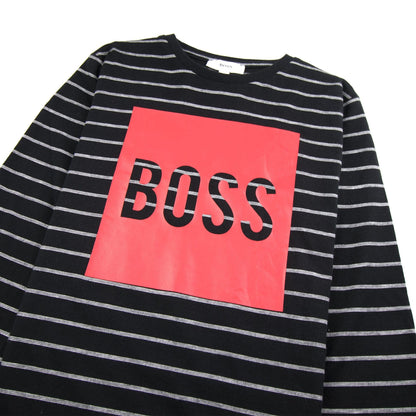 Hugo Boss Kids Red Boss Logo Stripe Long Sleeve Black