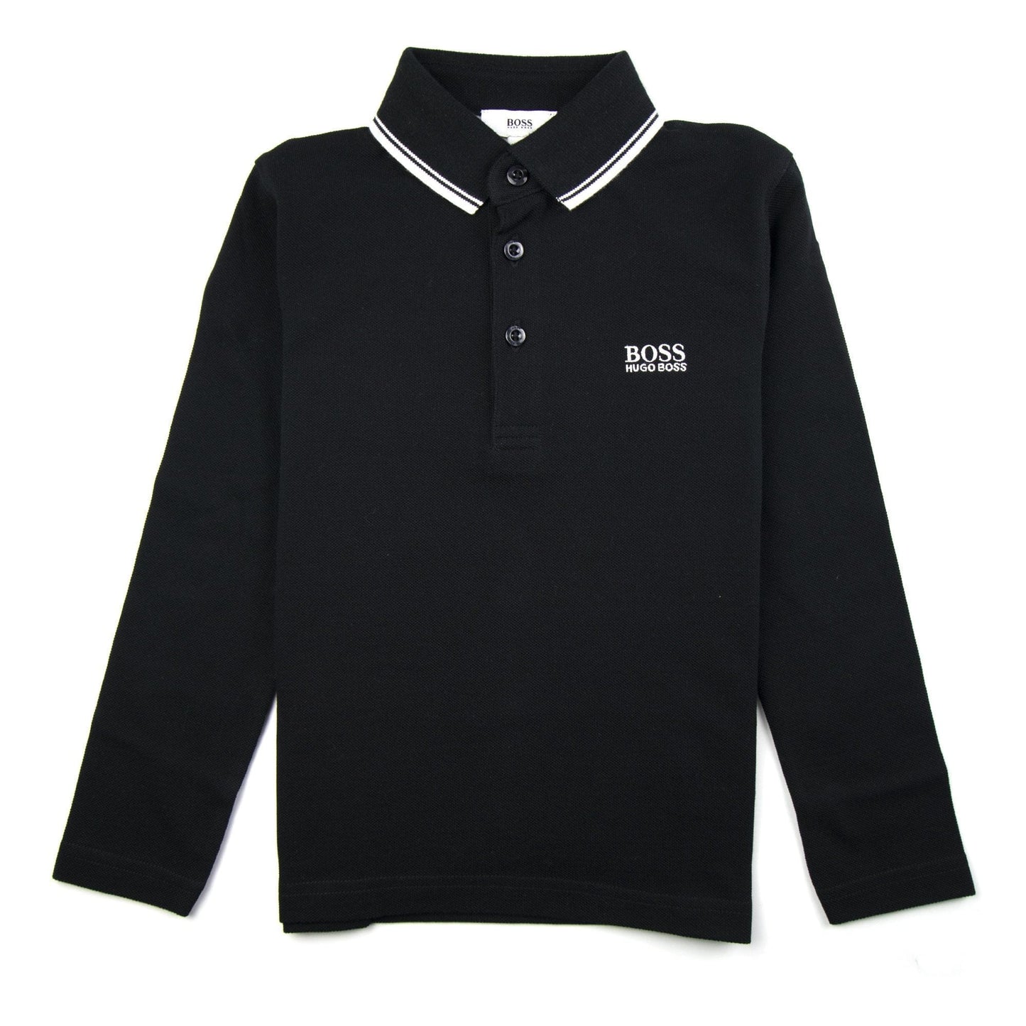 Hugo Boss Kids Tipped Long Sleeve Polo Black