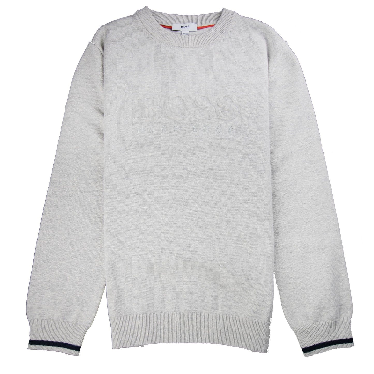 Hugo Boss Kids Knitted Boss Bold Logo Sweatshirt Light Grey