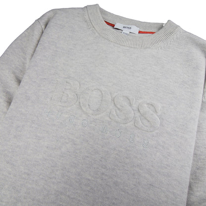 Hugo Boss Kids Knitted Boss Bold Logo Sweatshirt Light Grey
