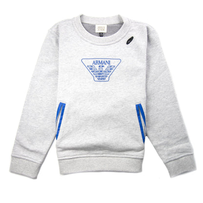 Armani Junior Eagle Logo Zip Sweatshirt Light Grey