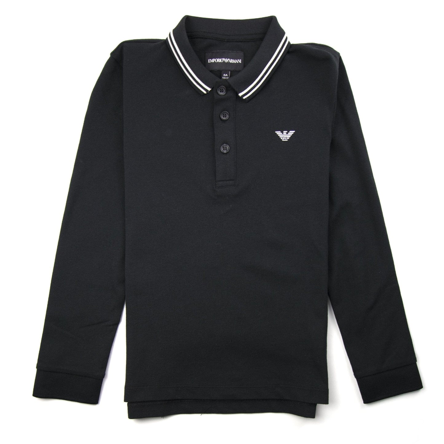 Emporio Armani Jnr Twin Tipped Long Sleeve Polo Black