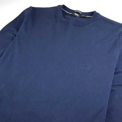 Hugo Boss Bargritte-B Round Neck Knitted Jumper Blue
