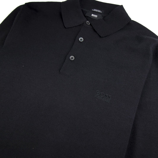 Hugo Boss Banet-B Long Sleeve Knitted Polo Black