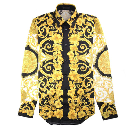 Versace Hibiscus Print Shirt Black/Gold