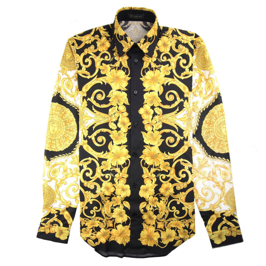 Versace Hibiscus Print Shirt Black/Gold