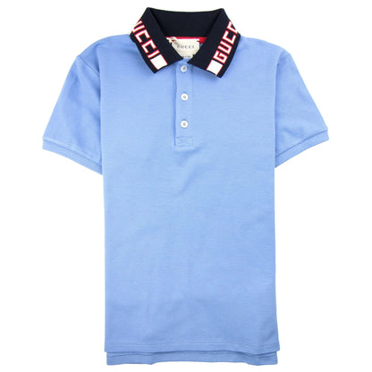 Gucci Junior Collar Logo Polo Shirt Baby Blue