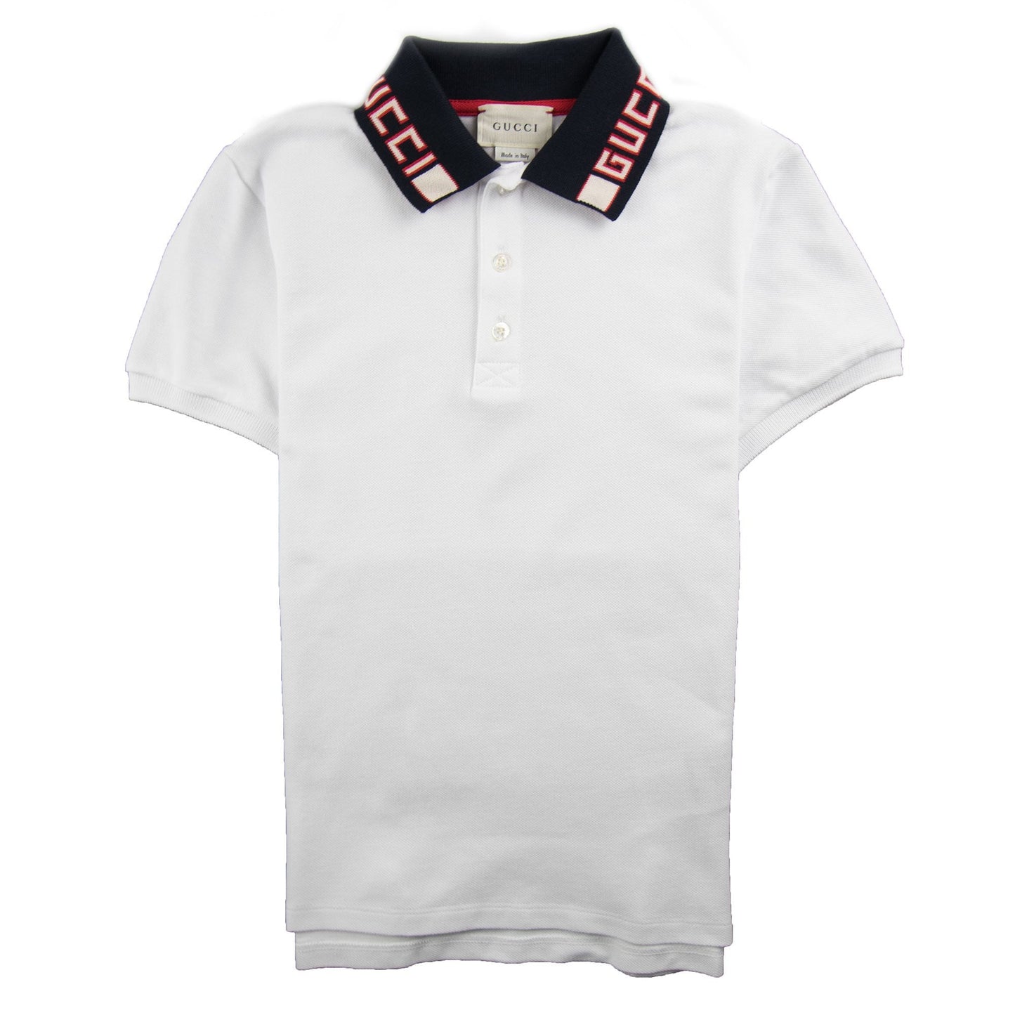 Gucci Junior Collar Logo Polo Shirt White