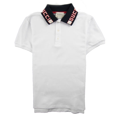 Gucci Junior Collar Logo Polo Shirt White