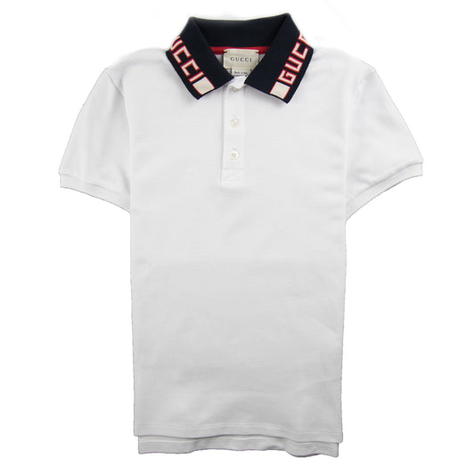 Gucci Junior Collar Logo Polo Shirt White