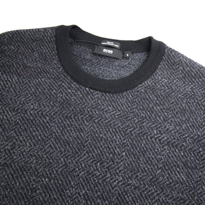 Hugo Boss Notto Weave Knit Jumper Black/grey