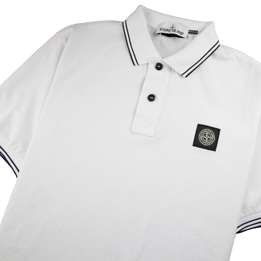 Stone Island Twin Tipped Short Sleeve Polo Shirt 'Regular Fit' White