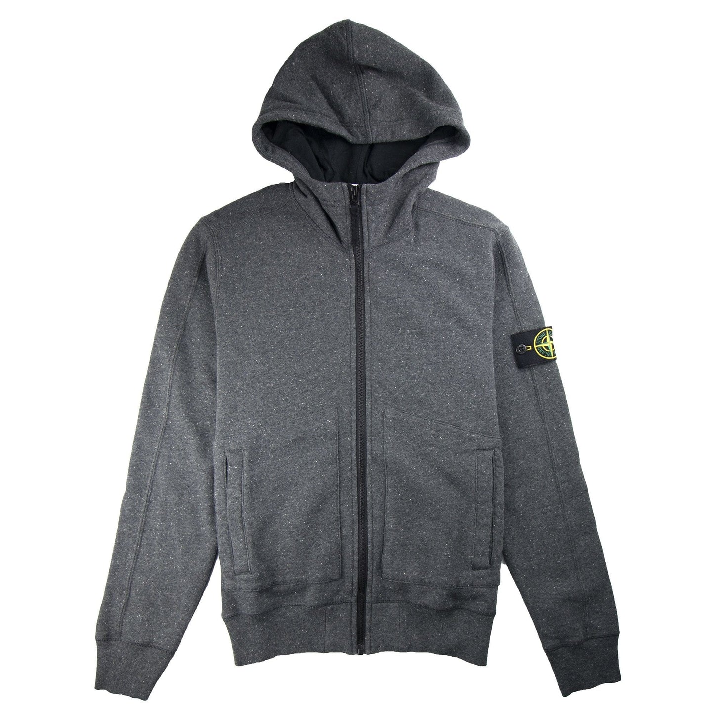 Stone Island Zip Up Hoody Marl Dark Grey