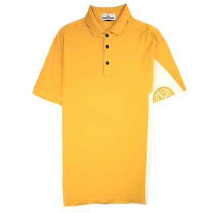 Stone Island Arm And Back Compass Logo Polo Shirt Yellow
