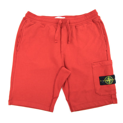 Stone Island Fleece Badge Shorts Red V0015