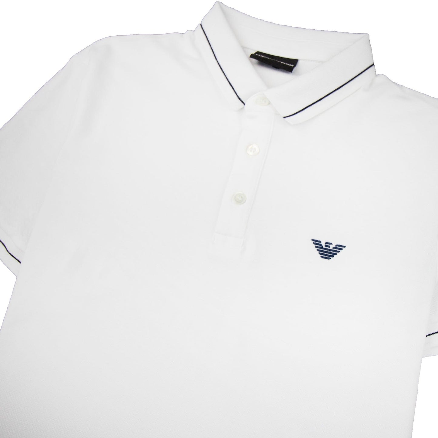 Armani Jeans Tipped Logo Polo Shirt White 0100