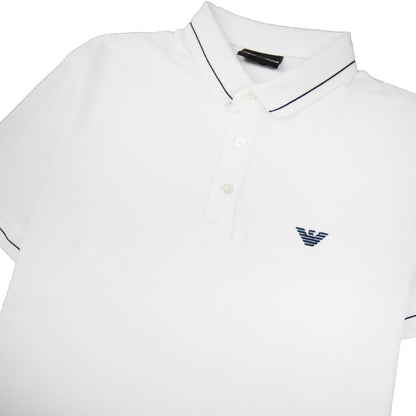 Armani Jeans Tipped Logo Polo Shirt White 0100