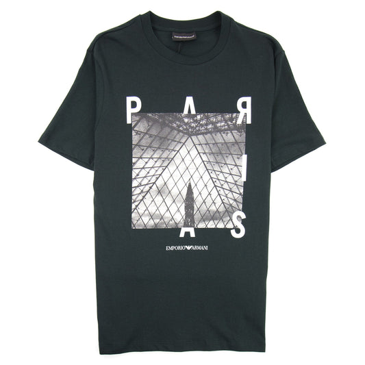 Armani Jeans City Logo Paris T-shirt Verde Scuro 0537
