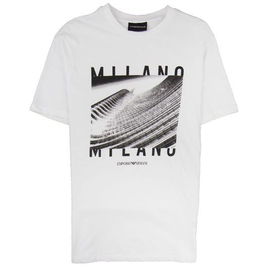 Armani Jeans City Logo Milano T-shirt Bianco Ottico 0100