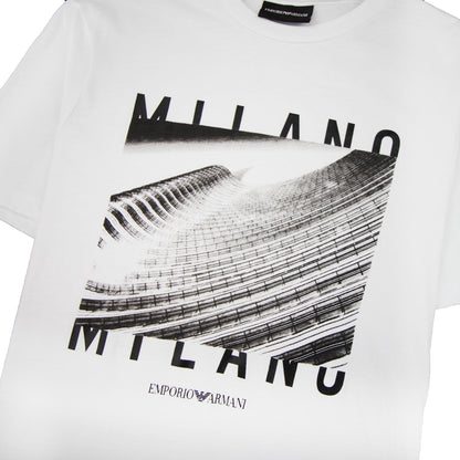 Armani Jeans City Logo Milano T-shirt Bianco Ottico 0100