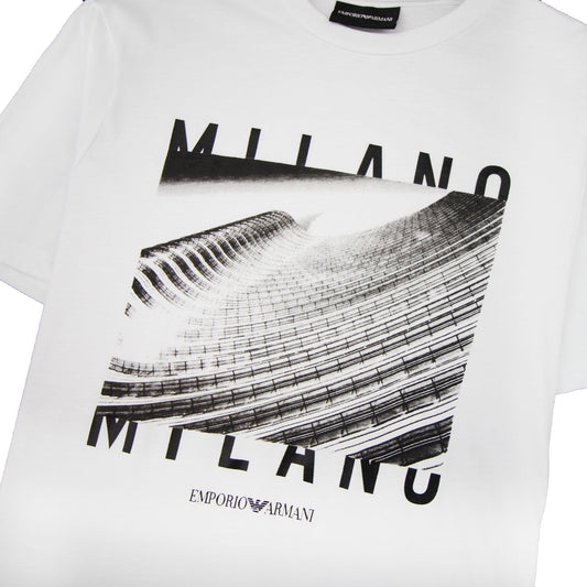 Armani Jeans City Logo Milano T-shirt Bianco Ottico 0100