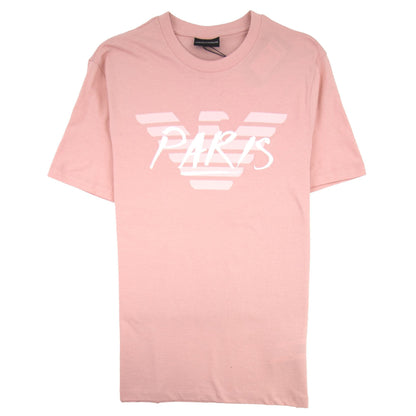 Armani Jeans Eagle City Writing Paris T-shirt Rosa Polvere 0344