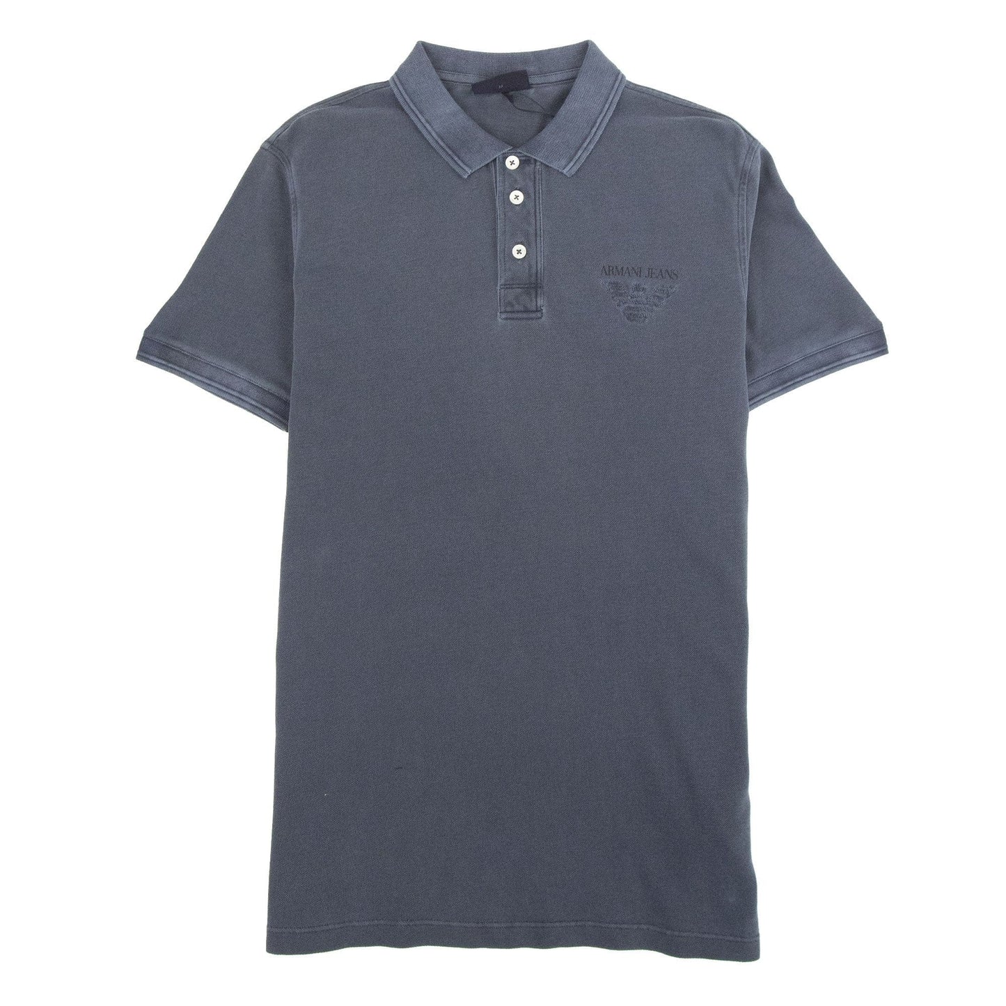 Armani Jeans Eagle Logo Garment Dyed Polo Shirt Dark Grey