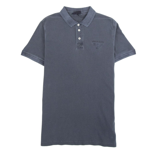 Armani Jeans Eagle Logo Garment Dyed Polo Shirt Dark Grey