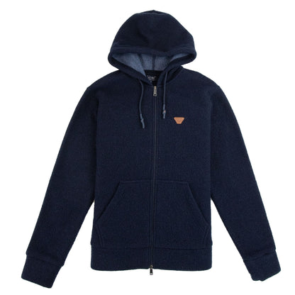 Armani Jeans Fleece Leather Logo Hoody Navy