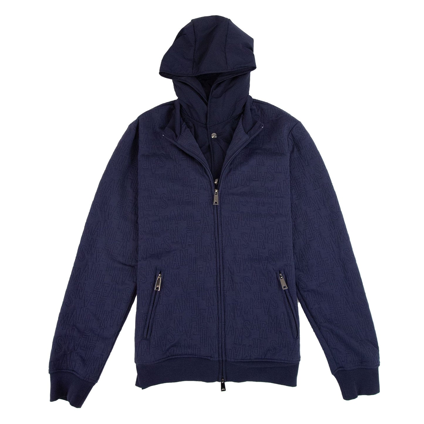 Armani Jeans Embossed Hoody Jacket Blue