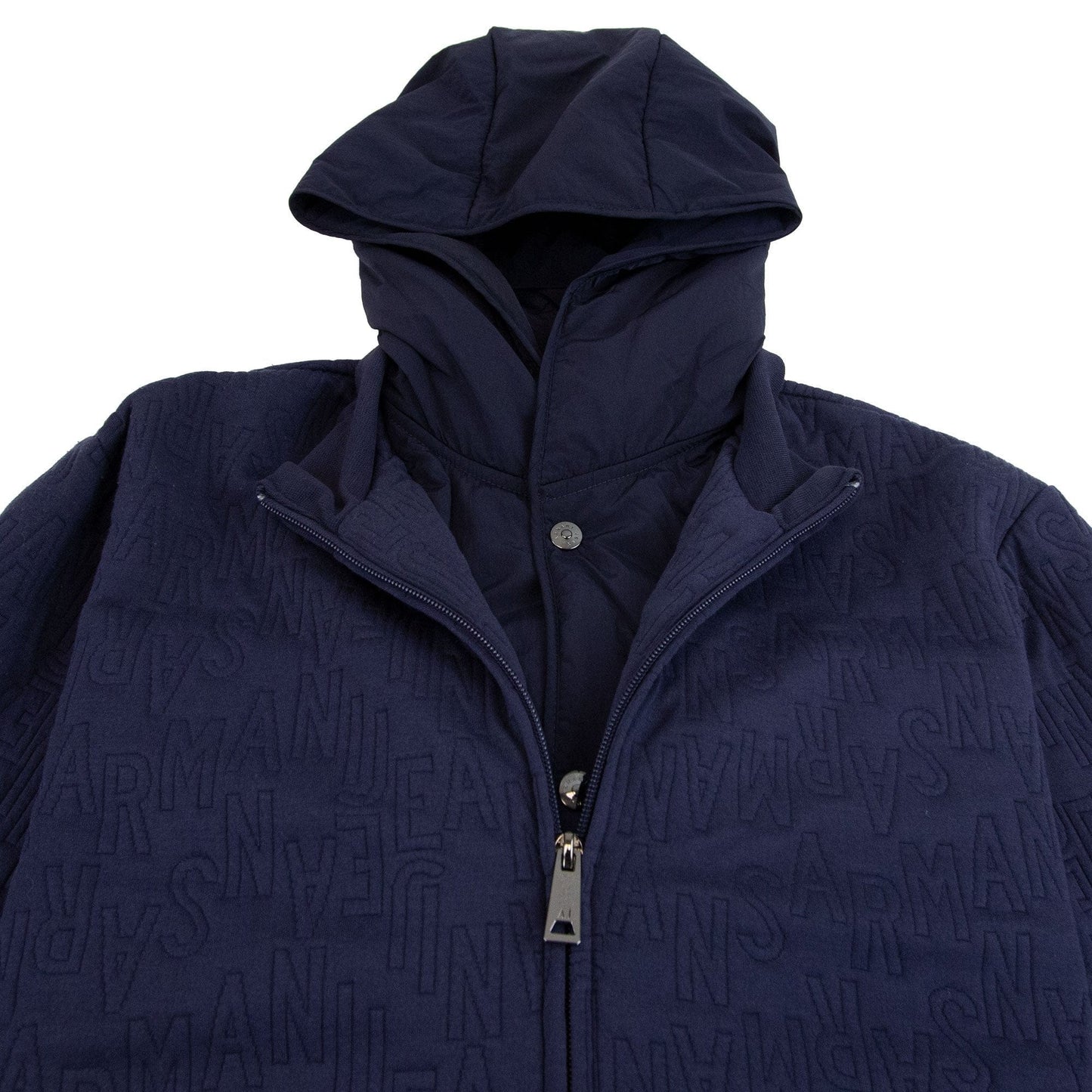 Armani Jeans Embossed Hoody Jacket Blue