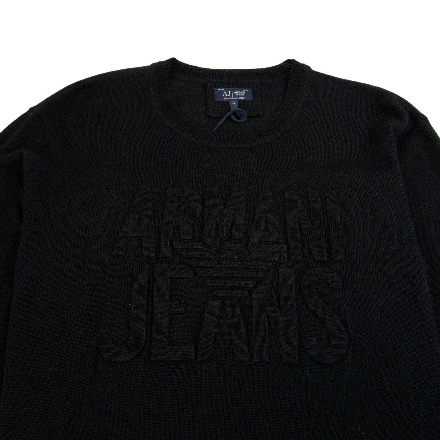 Armani Jeans Embossed Logo Lightweight Sweatshirt Nero