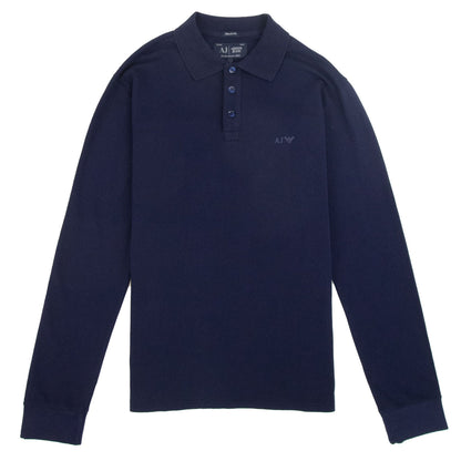 Armani Jeans AJ Eagle Logo Long Sleeve Polo Shirt Navy