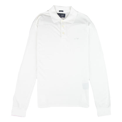 Armani Jeans AJ Eagle Logo Long Sleeve Polo Shirt White