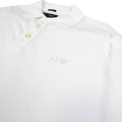 Armani Jeans AJ Eagle Logo Long Sleeve Polo Shirt White