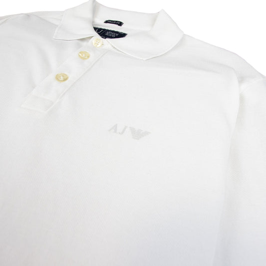 Armani Jeans AJ Eagle Logo Long Sleeve Polo Shirt White