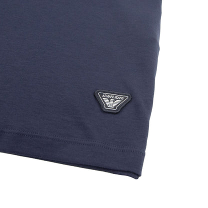 Armani Jeans Letter Logo Short Sleeve Polo Shirt Navy