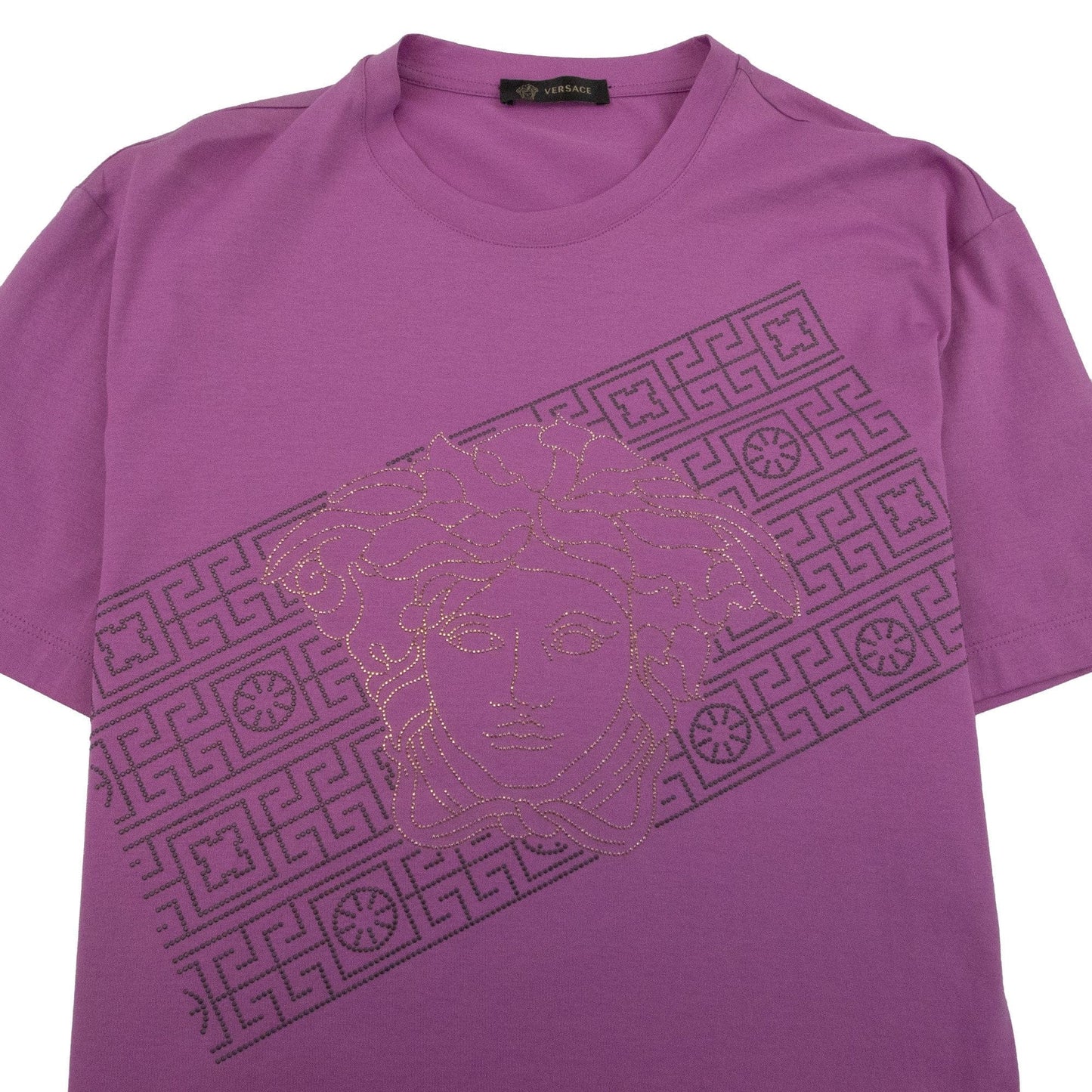 Versace Rhinestone Logo T-Shirt Pink