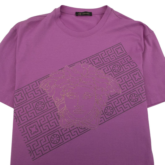 Versace Rhinestone Logo T-Shirt Pink